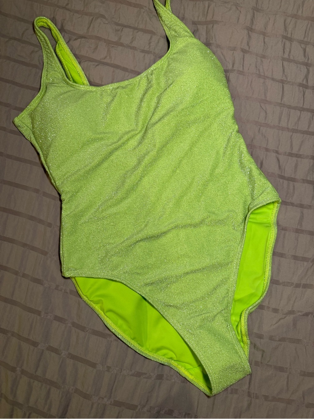 Good American Neon Lime Shimmer One-Piece swimsuit